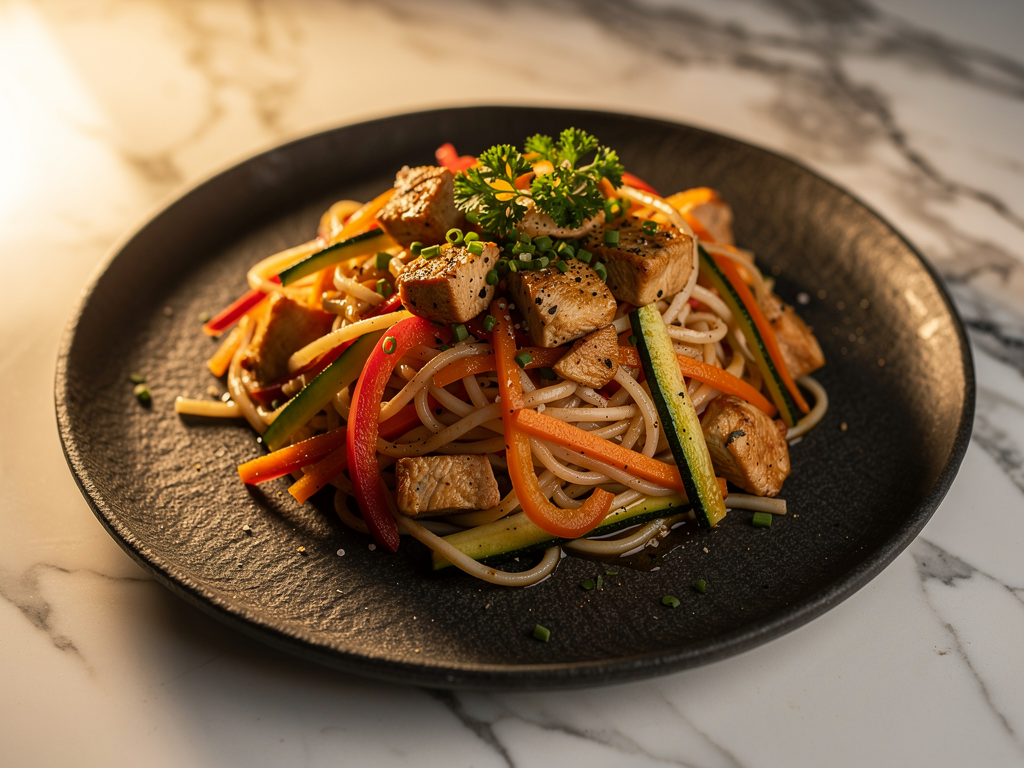Zdrowy Pad Thai z kurczakiem i warzywami